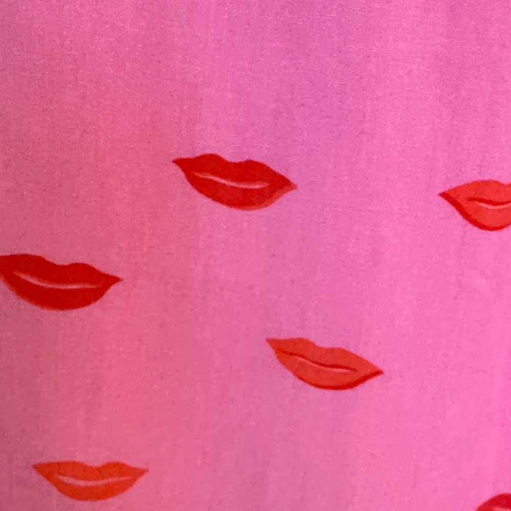 LOFT Pink Blouse with Red Lips Pattern - Picture 6 of 7